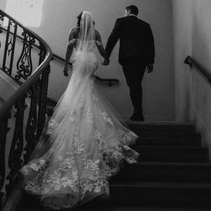 White 9ft 10in veil with metal teeth comb